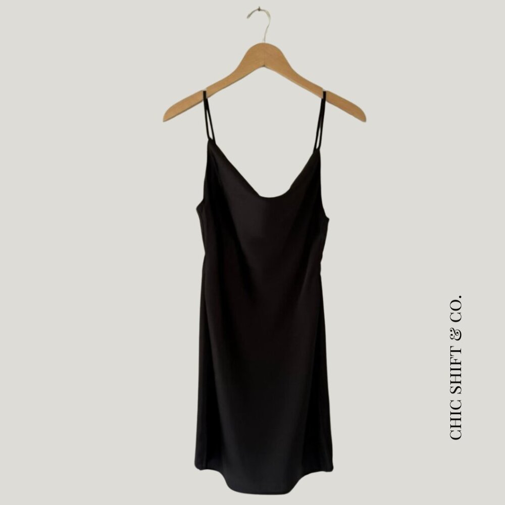 Urban Outfitters Mallory Slip Dress - Black, Cowl Neck, Size S